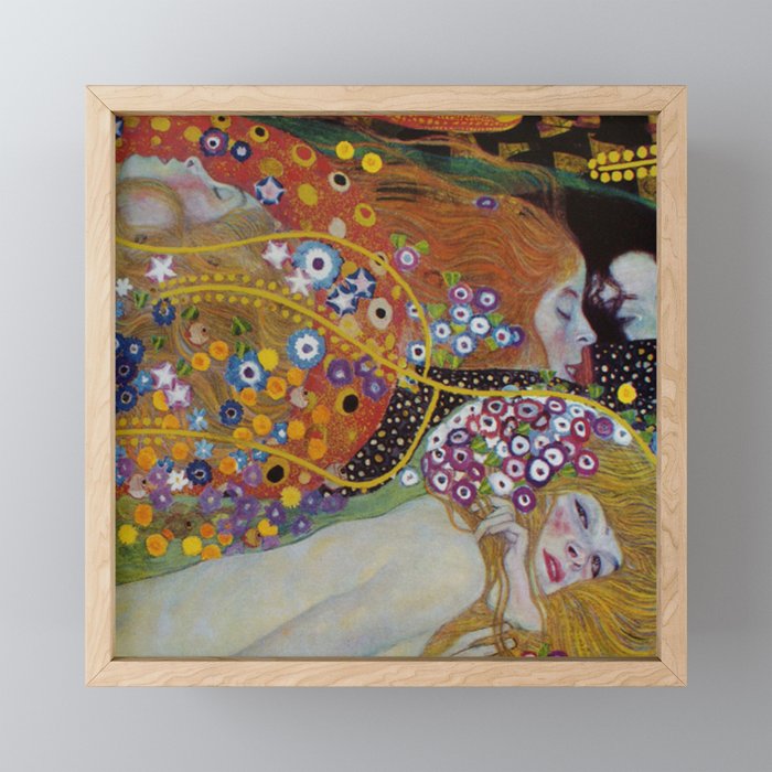 Gustav Klimt - The Mermaids II with poppies oceanic / floral portrait painting Mini Art Print Gallery Image 1