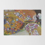 Gustav Klimt - The Mermaids II with poppies oceanic / floral portrait painting Rug Gallery Image 2