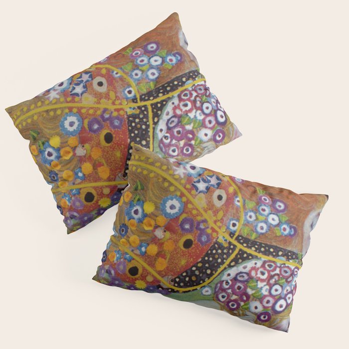 Gustav Klimt - The Mermaids II with poppies oceanic / floral portrait painting Pillow Sham Gallery Image 3