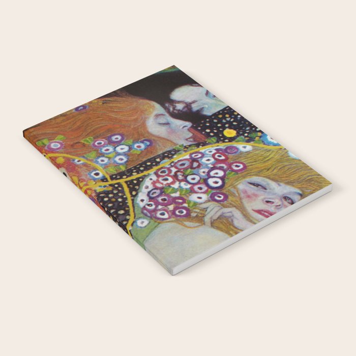 Gustav Klimt - The Mermaids II with poppies oceanic / floral portrait painting Notebook Gallery Image 1