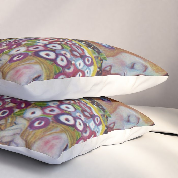 Gustav Klimt - The Mermaids II with poppies oceanic / floral portrait painting Pillow Sham Gallery Image 3