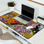 Gustav Klimt - The Mermaids II with poppies oceanic / floral portrait painting Desk Mat Gallery Image 2