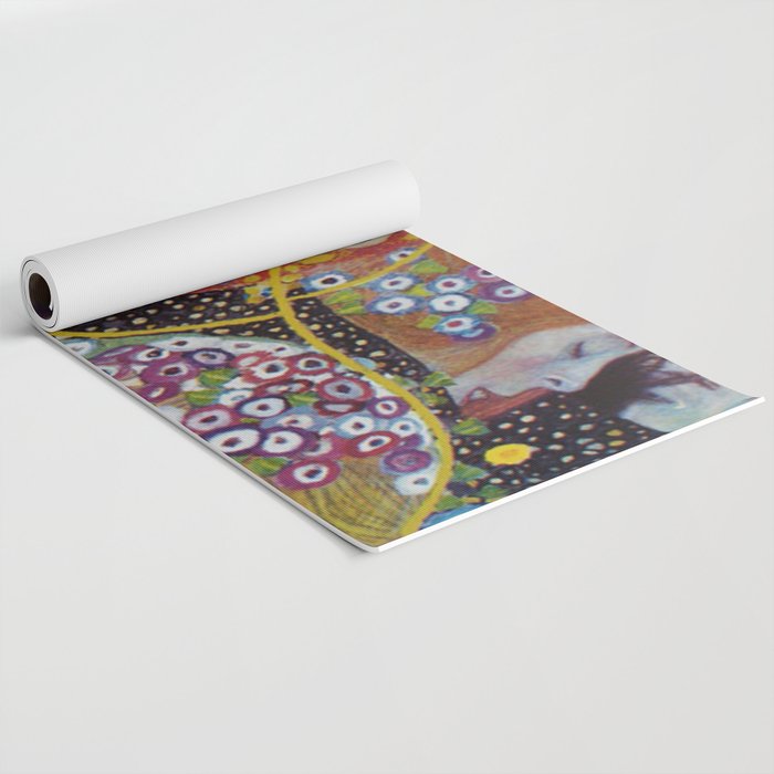Gustav Klimt - The Mermaids II with poppies oceanic / floral portrait painting Yoga Mat Gallery Image 2