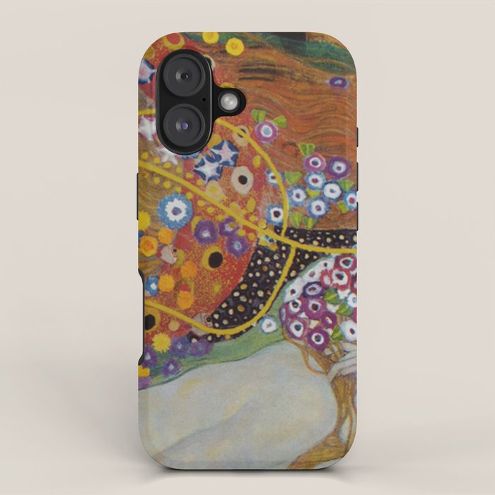 Gustav Klimt - The Mermaids II with poppies oceanic / floral portrait painting iPhone Case Gallery Image 1