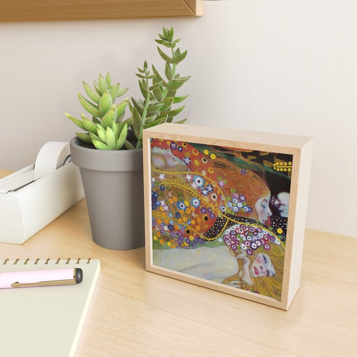 Gustav Klimt - The Mermaids II with poppies oceanic / floral portrait painting Mini Art Print Gallery Image 2