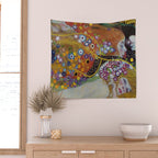 Gustav Klimt - The Mermaids II with poppies oceanic / floral portrait painting Wall Tapestry Gallery Image 2