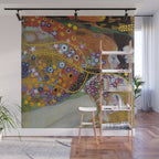 Gustav Klimt - The Mermaids II with poppies oceanic / floral portrait painting Wall Mural Gallery Image 1