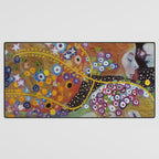 Gustav Klimt - The Mermaids II with poppies oceanic / floral portrait painting Desk Mat Gallery Image 3