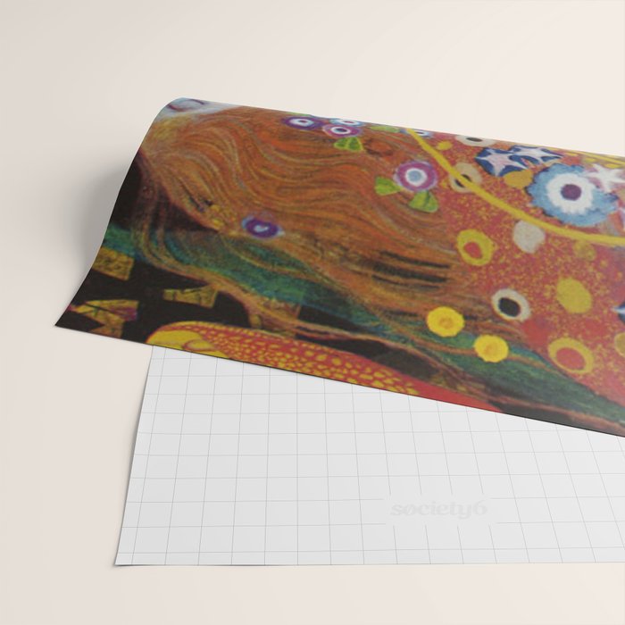 Gustav Klimt - The Mermaids II with poppies oceanic / floral portrait painting Wrapping Paper Gallery Image 2