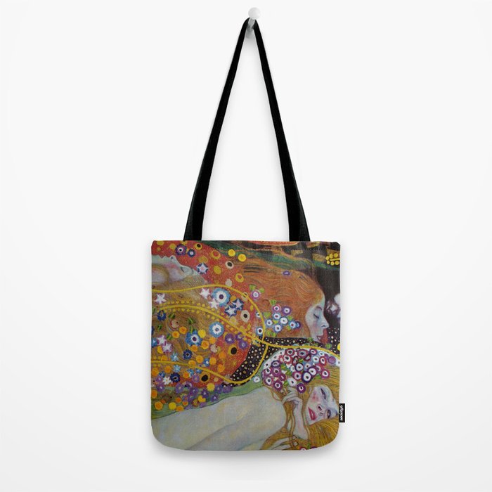 Gustav Klimt - The Mermaids II with poppies oceanic / floral portrait painting Tote Bag Gallery Image 2
