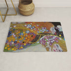 Gustav Klimt - The Mermaids II with poppies oceanic / floral portrait painting Rug Gallery Image 1