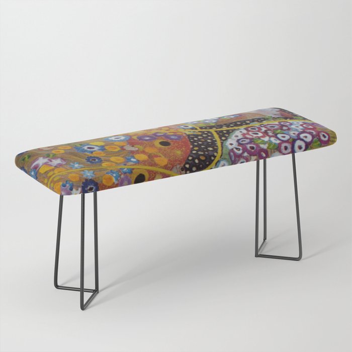 Gustav Klimt - The Mermaids II with poppies oceanic / floral portrait painting Bench Gallery Image 1