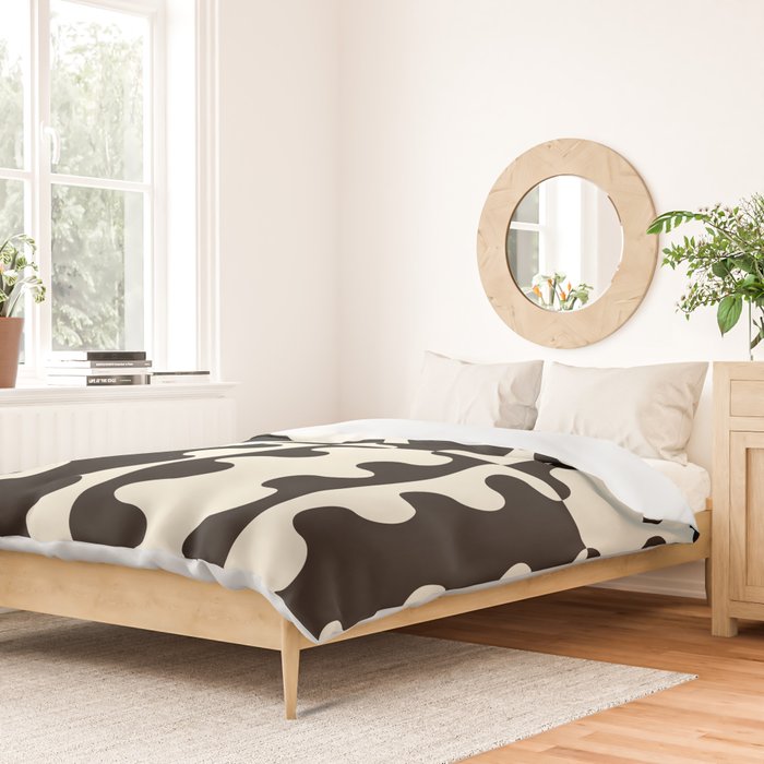 Abstract Mid-Century Black & White Wavy Pattern Duvet Cover Gallery Image 2