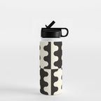 Abstract Mid-Century Black & White Wavy Pattern Water Bottle Gallery Image 1