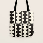 Abstract Mid-Century Black & White Wavy Pattern Tote Bag Gallery Image 1