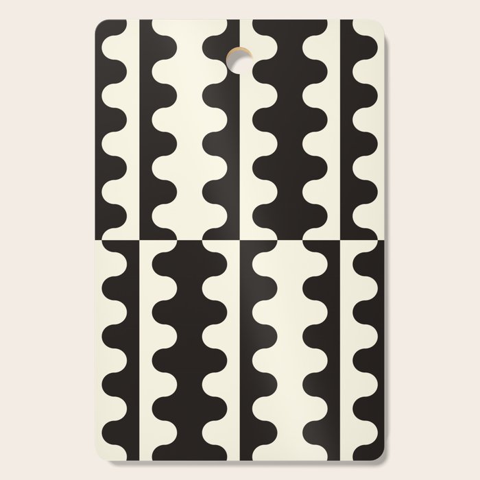 Abstract Mid-Century Black & White Wavy Pattern Cutting Board Gallery Image 1