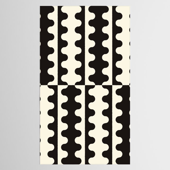 Abstract Mid-Century Black & White Wavy Pattern Tablecloth Gallery Image 2