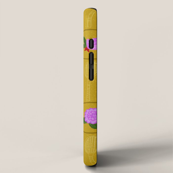 Tennis Rackets & Roses in Ochre & Purple iPhone Case Gallery Image 2