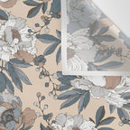 pattern lush blue, beige and white peonies Wall Tapestry Gallery Image 3