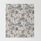 pattern lush blue, beige and white peonies Throw Blanket Gallery Image 2