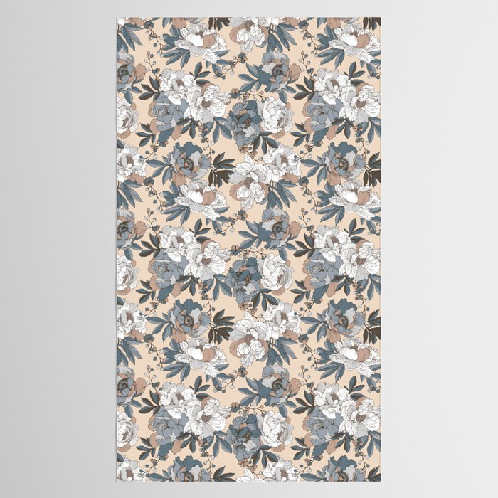 pattern lush blue, beige and white peonies Tablecloth Gallery Image 2