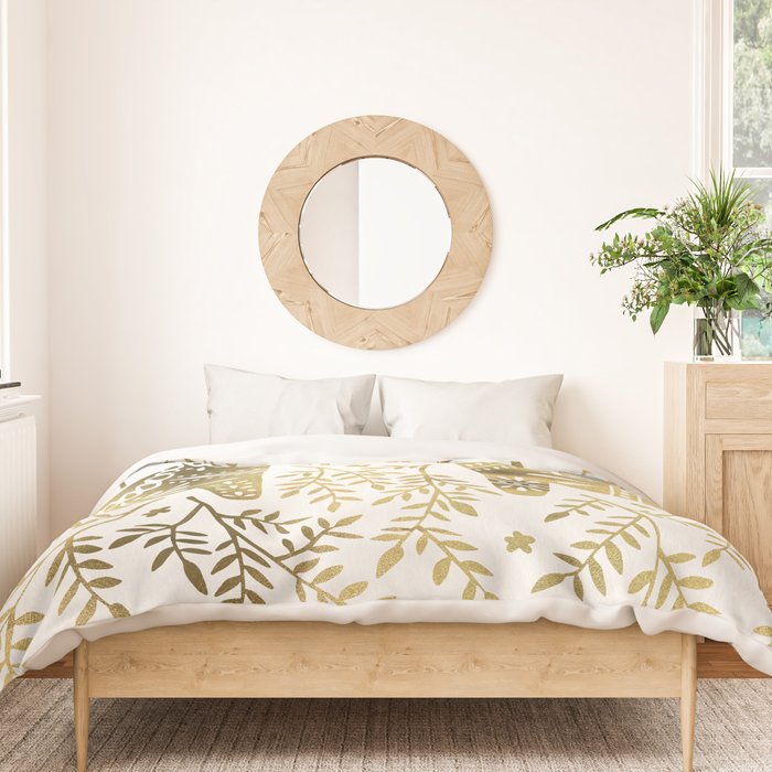 Swedish Dala Horses - Gold Palette Duvet Cover Gallery Image 3