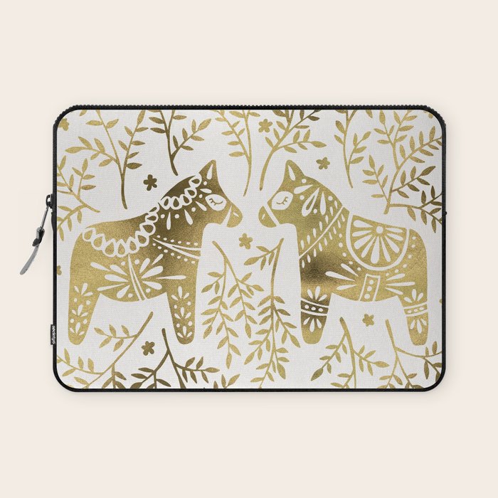 Swedish Dala Horses - Gold Palette Laptop Sleeve Gallery Image 1