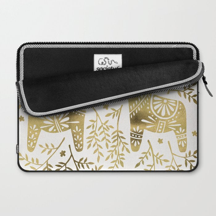 Swedish Dala Horses - Gold Palette Laptop Sleeve Gallery Image 2
