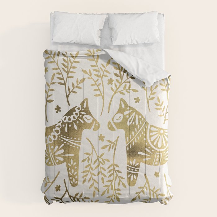 Swedish Dala Horses - Gold Palette Comforter Gallery Image 6