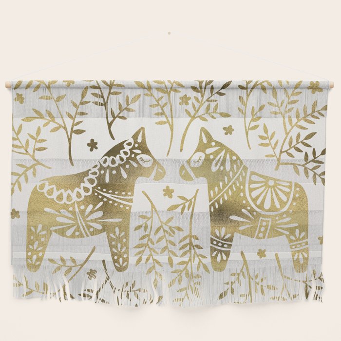 Swedish Dala Horses - Gold Palette Wall Hanging Gallery Image 1