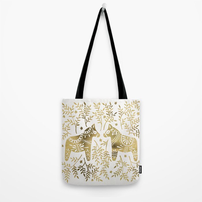 Swedish Dala Horses - Gold Palette Tote Bag Gallery Image 2