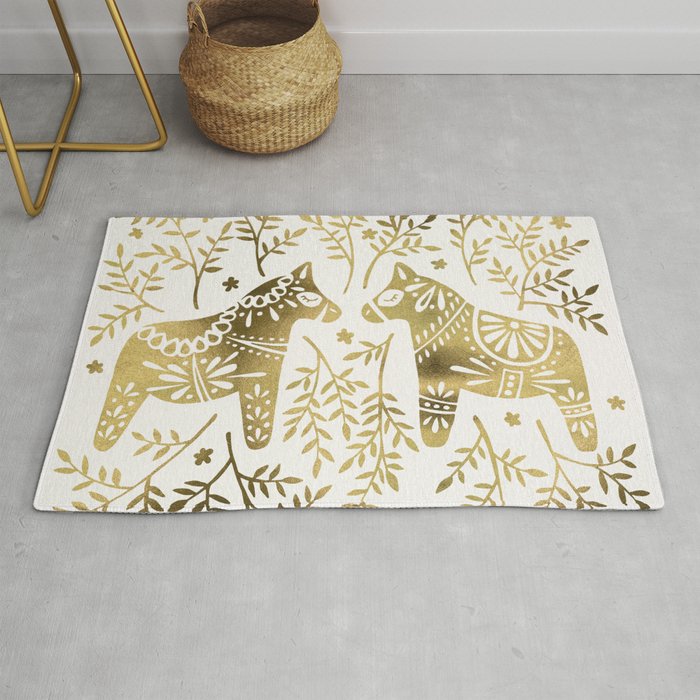 Swedish Dala Horses - Gold Palette Rug Gallery Image 1
