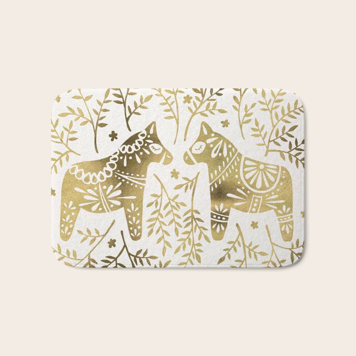 Swedish Dala Horses - Gold Palette Bath Mat Gallery Image 1