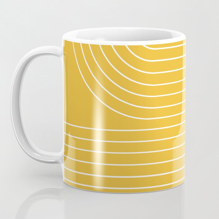 Minimal Line Curvature VIII Golden Yellow Mid Century Modern Arch Abstract Coffee Mug Gallery Image 3