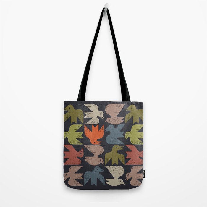 Midcentury Bird Grid (Charcoal) Tote Bag Gallery Image 2