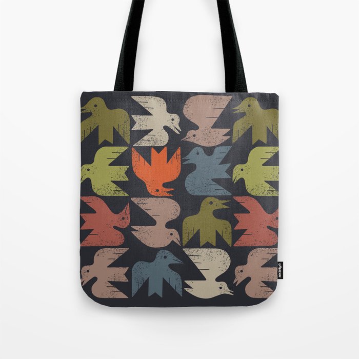 Midcentury Bird Grid (Charcoal) Tote Bag Gallery Image 1