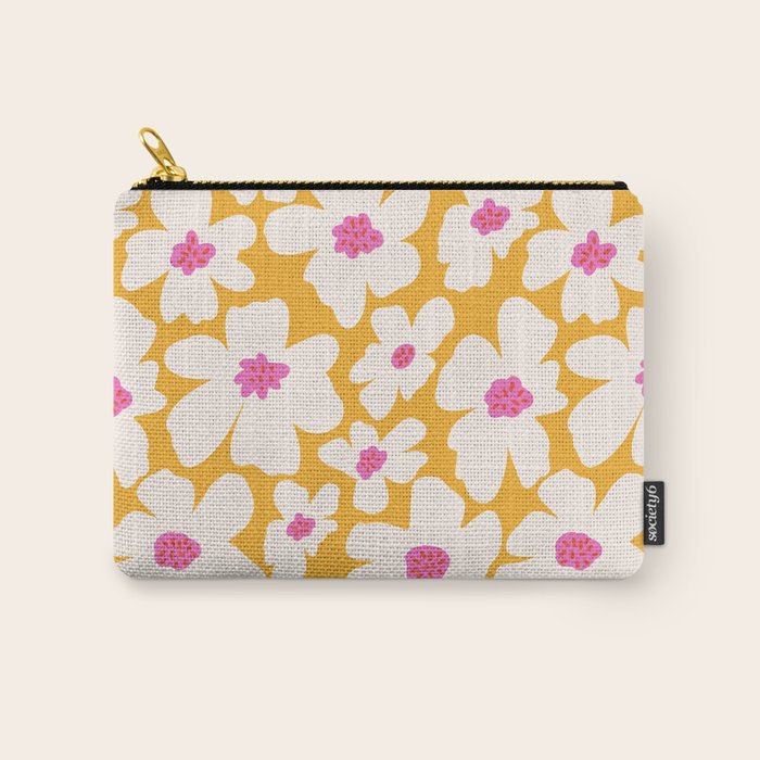 Retro Daisy - Yellow, Pink and White Carry All Pouch Gallery Image 1