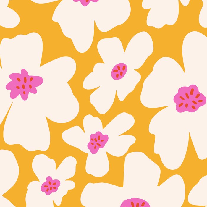 Retro Daisy - Yellow, Pink and White Coffee Mug Gallery Image 2