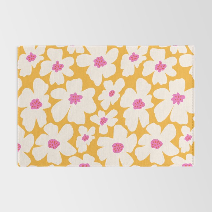 Retro Daisy - Yellow, Pink and White Rug Gallery Image 2