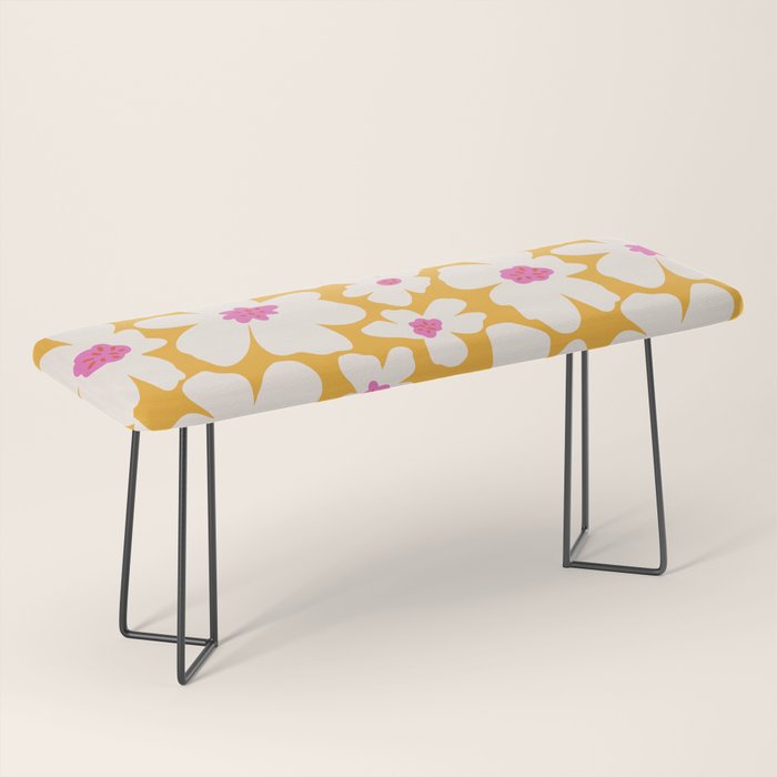 Retro Daisy - Yellow, Pink and White Bench Gallery Image 1