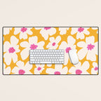 Retro Daisy - Yellow, Pink and White Desk Mat Gallery Image 1