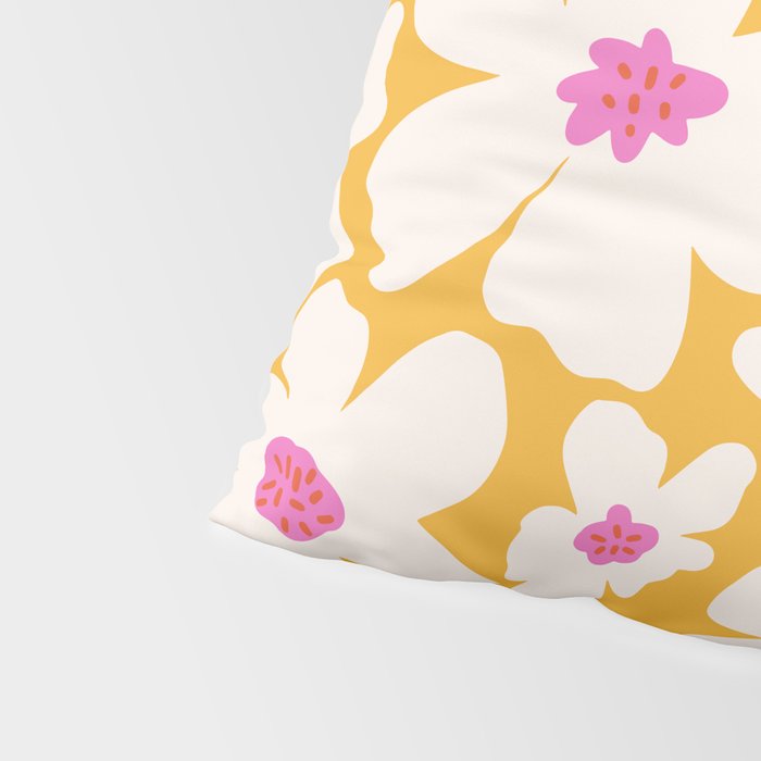Retro Daisy - Yellow, Pink and White Pillow Sham Gallery Image 4