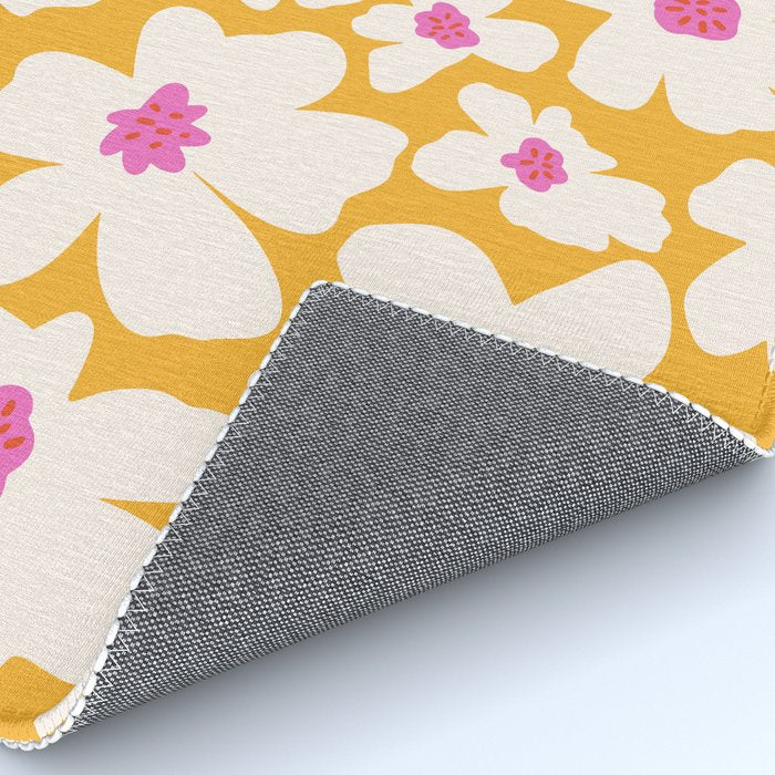 Retro Daisy - Yellow, Pink and White Rug Gallery Image 4