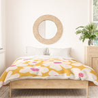 Retro Daisy - Yellow, Pink and White Duvet Cover Gallery Image 3