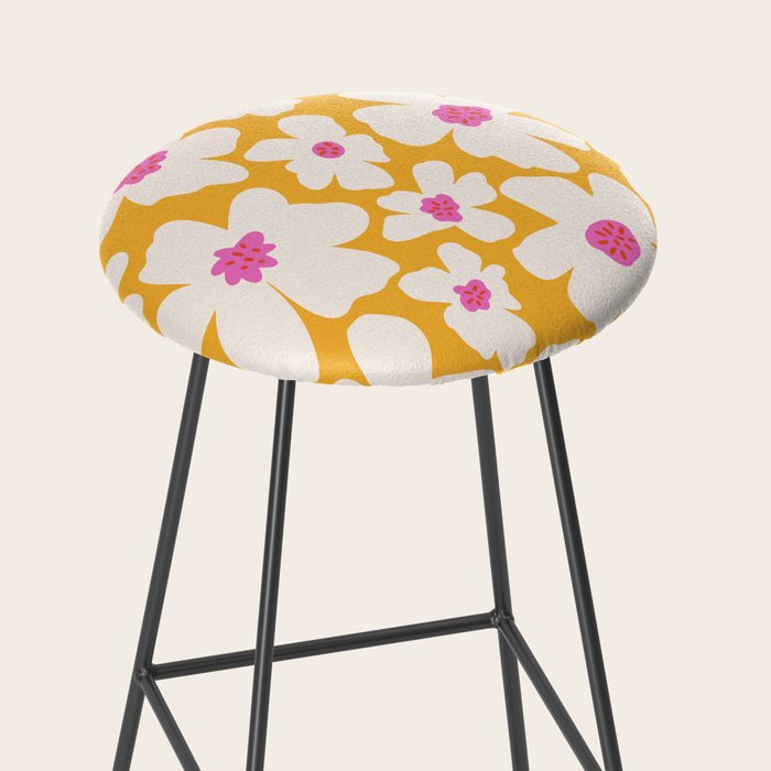 Retro Daisy - Yellow, Pink and White Stool Gallery Image 2