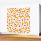 Retro Daisy - Yellow, Pink and White Wall Mural Gallery Image 2