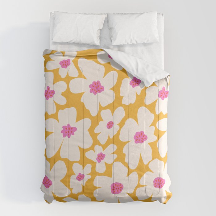 Retro Daisy - Yellow, Pink and White Comforter Gallery Image 6