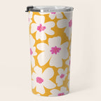 Retro Daisy - Yellow, Pink and White Travel Mug Gallery Image 3