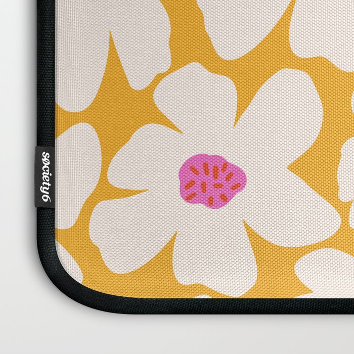 Retro Daisy - Yellow, Pink and White Laptop Sleeve Gallery Image 3