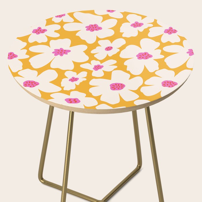 Retro Daisy - Yellow, Pink and White Side Table Gallery Image 2